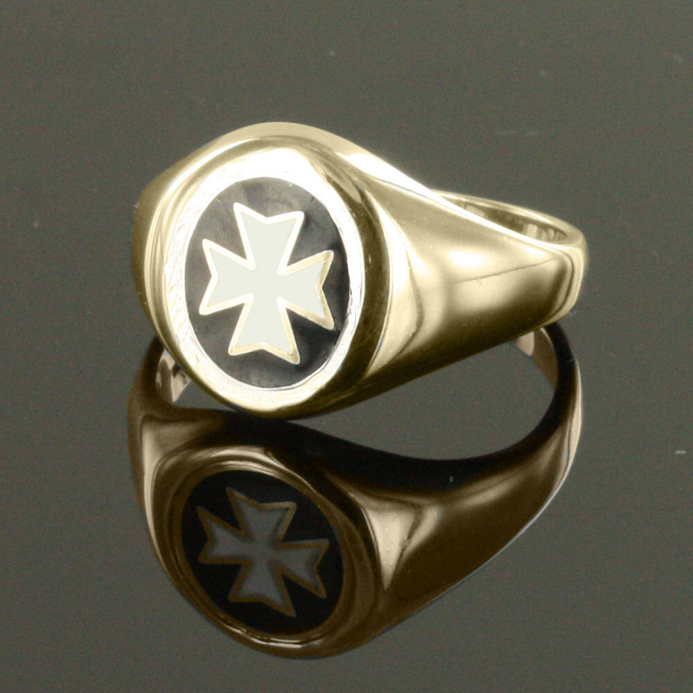 Gold Knights of Malta Masonic Ring- Fixed Head - Regalia Store UK
