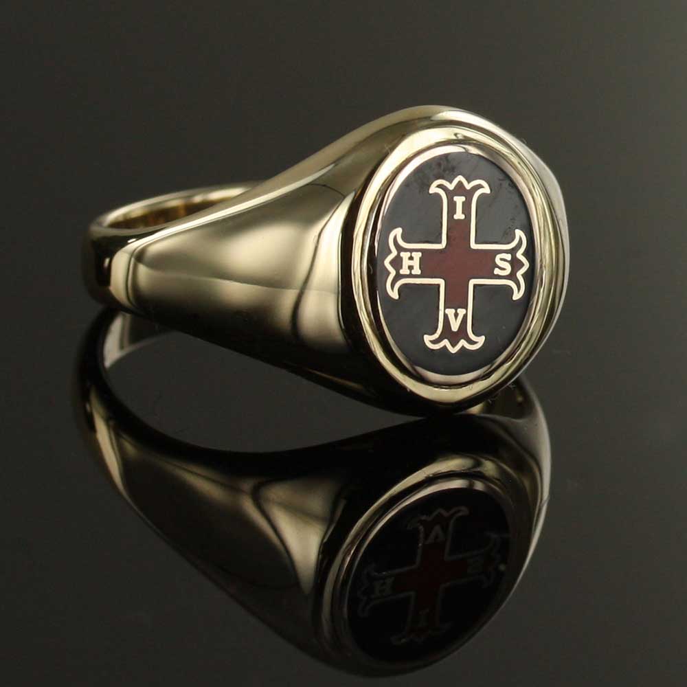 Gold Red Cross of Constantine Masonic Ring (Black)- Fixed Head ...
