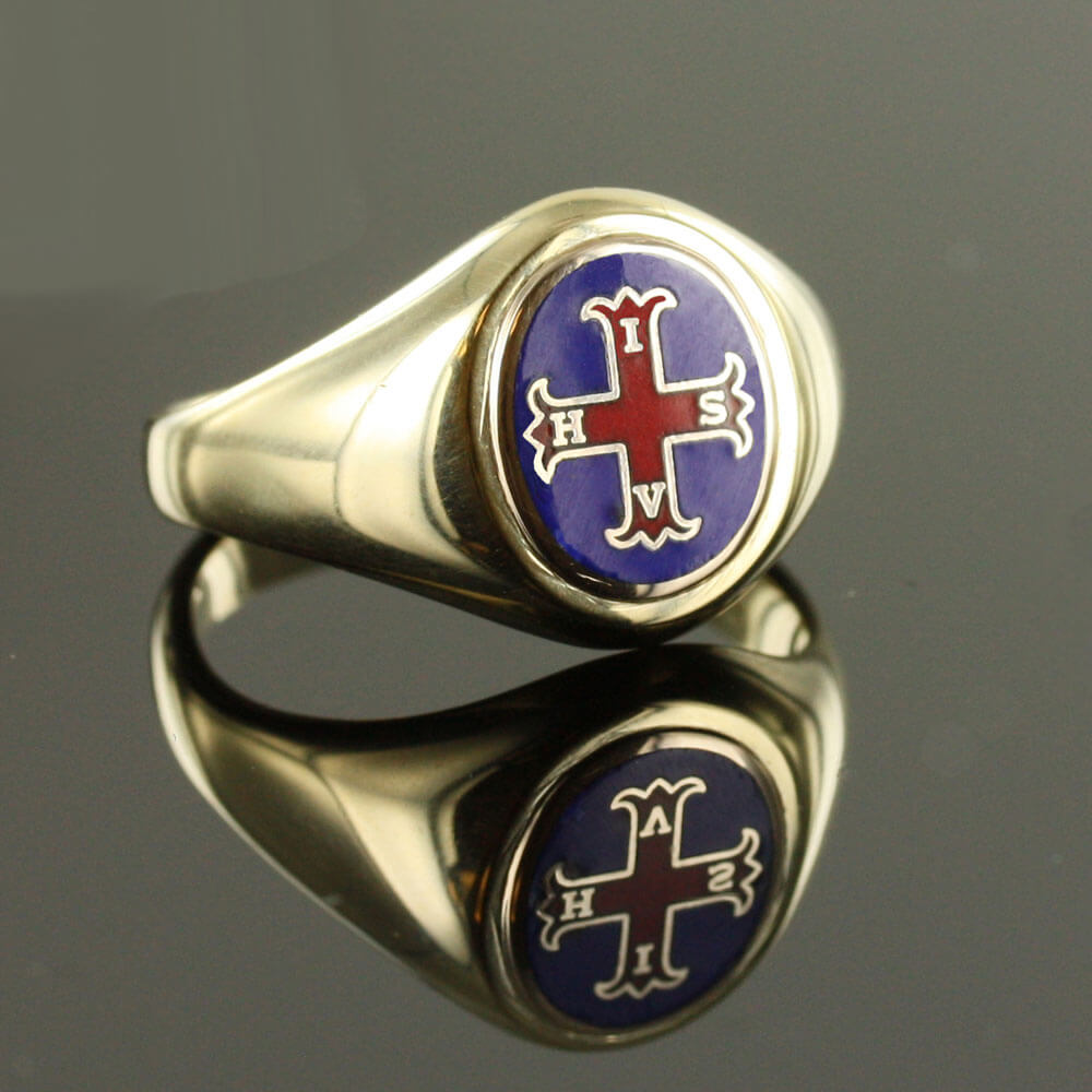 Gold Red Cross of Constantine Masonic Ring (Blue)- Fixed Head - Regalia ...