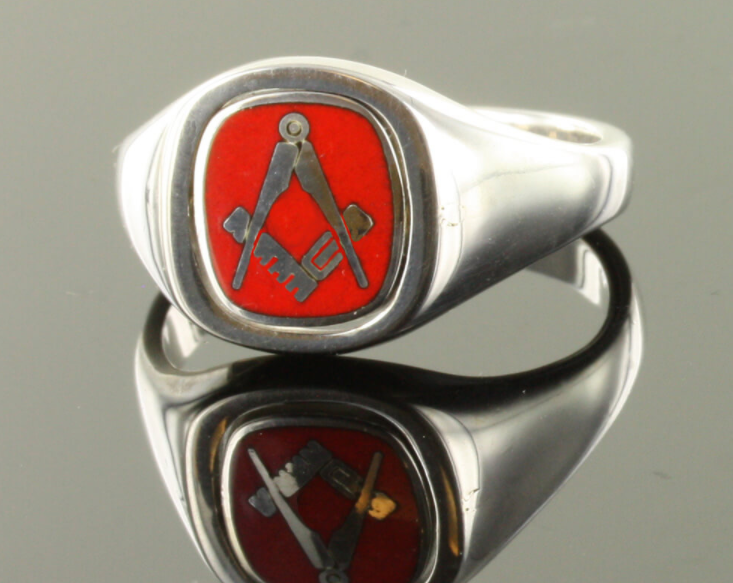 Red Reversible Cushion Head Solid Silver Square and Compass Masonic ...