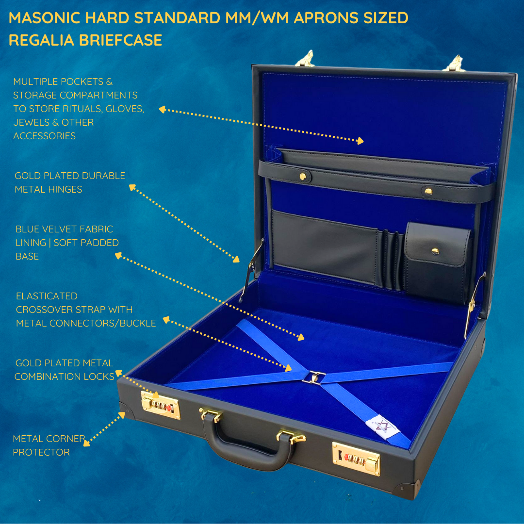 thumbnail image 2 of Freemason Masonic Regalia Apron Hard Case – Blue Interior Briefcase – Made In USA 2 of 5