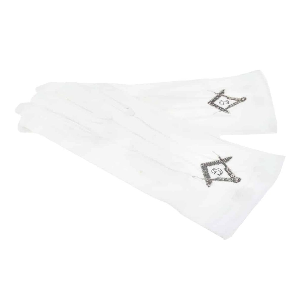 White Gold Masonic Rings - 100% Cotton, New, For Regalia & Ceremonial Use Masonic White Cotton Gloves - Foto 8