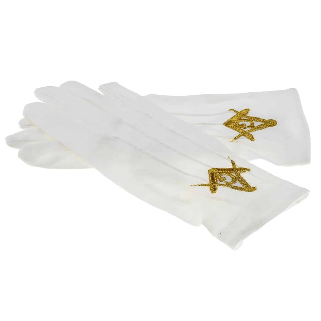 White Gold Masonic Rings - 100% Cotton, New, For Regalia & Ceremonial Use Masonic White Cotton Gloves - Foto 6