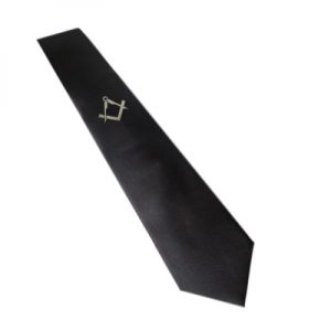 Silver Masonic Design Black Neck Tie ( Without G)