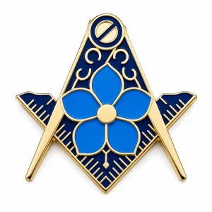 Forget Me Not in Gold Crest Freemasons Masonic Lapel Pin Badge – 17mm x 15mm