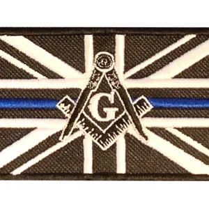 Freemason Masonic Thin Blue Line With G Embroidered Sew / Iron on Patch 90mm x 60mm