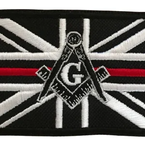 Freemason Masonic Thin Red Line With G Embroidered Sew / Iron on Patch 90mm x 60mm