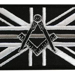Freemason Masonic Thin Silver Line No G Embroidered Sew / Iron on Patch 90mm x 60mm