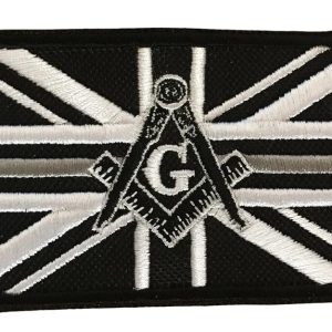 Freemason Masonic Thin Silver Line With G Embroidered Sew / Iron on Patch 90mm x 60mm