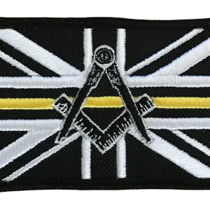 Freemason Masonic Thin Yellow Line No G Embroidered Sew / Iron on Patch 90mm x 60mm