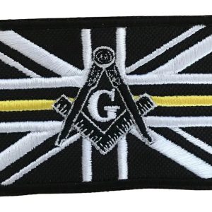 Freemason Masonic Thin Yellow Line With G Embroidered Sew / Iron on Patch 90mm x 60mm