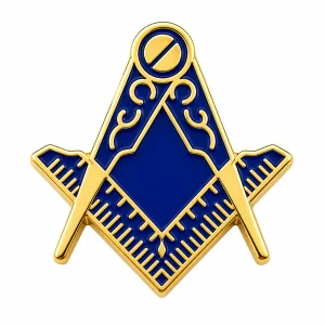 Freemasons Blue & Gold Square & Compass No G Lapel Pin Badge – 17mm x 15mm