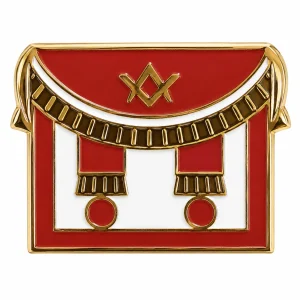 Freemasons Burgandy/Red Apron Lapel Pin Badge – 14mm x 18mm