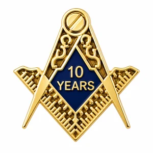 Freemasons Masonic 10 Years A Mason Enamel Lapel Pin Badge – 15mm x 15mm