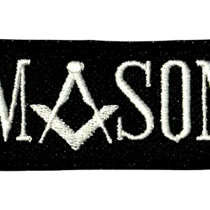 Fully Embroidered Black/White Mason Embroidered Sew / Iron on Patch 80mm x 37mm