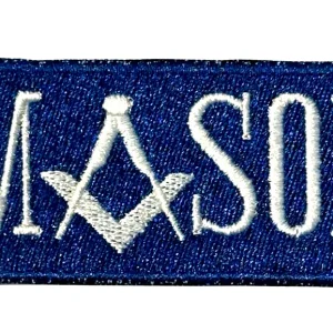 Mason Blue/White Freemasonry Embroidered Sew / Iron on Patch 80mm x 37mm