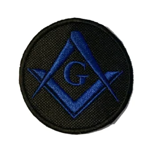 Masonic Crested Embroidered Patch Blue With G 65mm x 65mm
