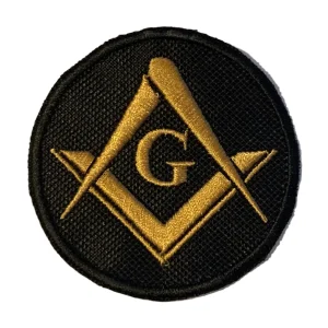 Masonic Crested Embroidered Patch Gold With G 65mm x 65mm