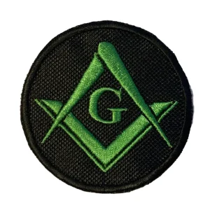Masonic Crested Embroidered Patch Green with G 65mm x 65mm