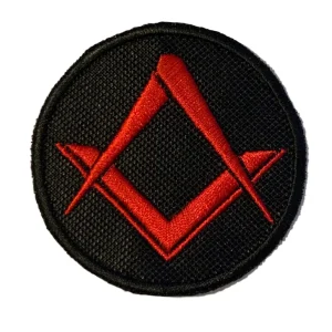 Masonic Crested Embroidered Patch Red No G 65mm x 65mm