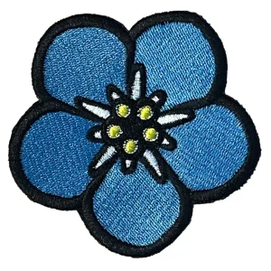 Masonic Forget Me Not Flower Embroidered Sew / Iron on Patch 70mm x 70mm