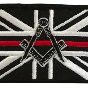 Masonic No G Thin Red Line Embroidered Sew / Iron on Patch 90mm x 60mm