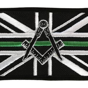 Masonic Thin Green Line No G Embroidered Sew / Iron on Patch 90mm x 60mm